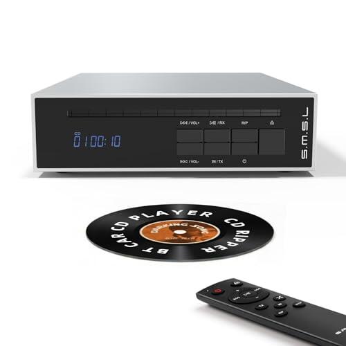 SMSL PL20 Reproductor de CD HiFi para el hogar, Extractor de CD, reproductores de CD Bluetooth para coche, 2*chips CS43131, unidad USB/entrada Bluetooth RCA/BT/3.5mm/4.4mm salida digital equilibrada