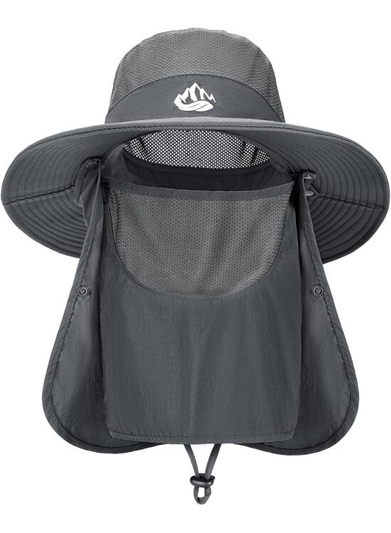 Xnova Sombrero de Pescador para el Sol Hombre con Cubierta Facial, Protección UPF 50+ Sombreros Ajustable Senderismo Gorras de ala Ancha Empacable Bucket Hat Safari
