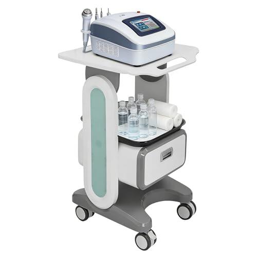 Carros de Laboratorio de 2 Niveles Carro Médico con 1 Cajón, 1 Bandeja Superior y 4 Ruedas Silenciosas Carro Médico Móvil con Material ABS para Laboratorio, Clínica, Hospital, Blanco
