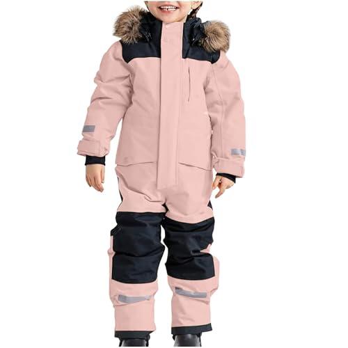 Traje de Nieve de una Pieza Impermeable y cálido para niños, Traje Nieve Invierno para Exteriores, esquí bebés y niñas, A03-rosa, 12-13 años