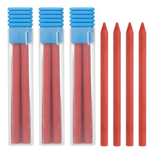 PATIKIL 16 Piezas De Recambios De Minas Para Lápices De Carpintero De 5.6 mm 2B, Minas Sólidas Y Secas Resistentes A La Rotura, Rojo