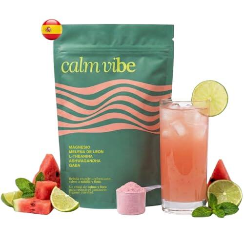Nutrivibe Calm Vibe – Magnesio Bisglicinato con Ashwagandha, L-Teanina y GABA | Complemento Alimenticio para Relajación y Equilibrio Mental | Apoyo al Sistema Nervioso | 30 Dosis Sabor Sandía