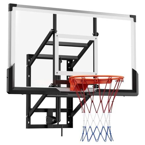 VEVOR Aro de Baloncesto de Pared, Tablero de Policarbonato, Red de Baloncesto Nailon Reforzado, para Un Juego Profesional y Divertido, Resistente al Sol Intenso y la Nieve, 1390 x 1300 x 820 mm