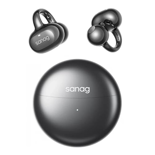 SANAG S6SUltra Auriculares Inalámbricos Bluetooth 6.0, Auriculares Deportivos Clip de Oído Abierto, 42H Reproducción, IP67 Impermeable, Ultraligeros 4.5g, Sonido HD, para Running, Gimnasio