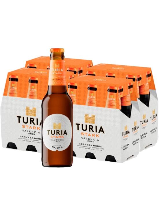 TURIA – Cerveza Rubia Stark 25cl | 4 packs de 6 botellines | Diseño Exclusivo y Sabor Equilibrado | Inspiración Valenciana Artesanal