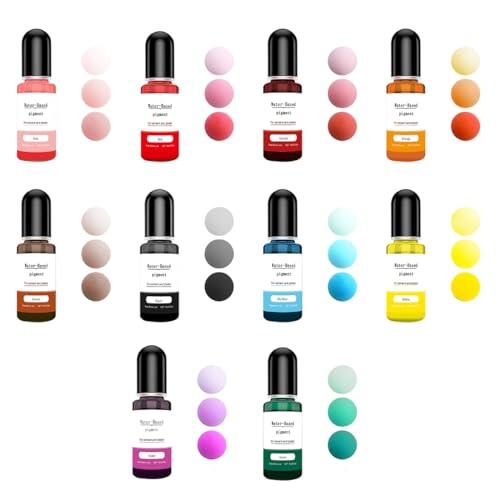 OPVYAEU 10 Piezas Colores Pigmentos De Color Para El Polvo De Fundición, Pintura Para El Polvo De Fundición, Mica Polvo Para Jabón Bomba De Baño Vela Cosmética Sombra De Ojos Esmalte De Uñas