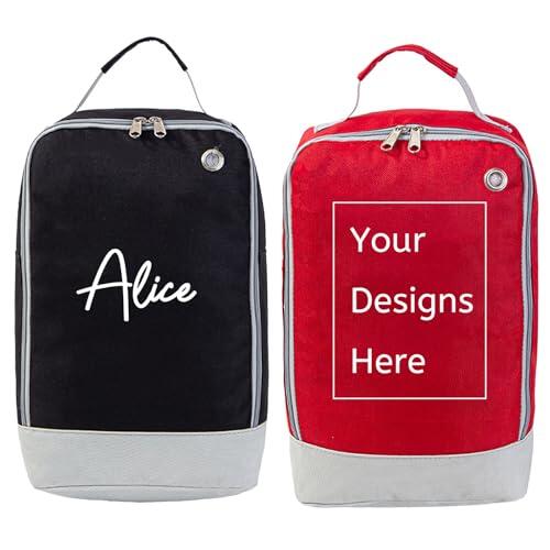 Bolsa personalizada para botas con impresión de texto e imagen, resistente al agua, almacenamiento de calzado deportivo, 32 x 10 x 20 cm, para escuela de educación física, fútbol, rugby, baile