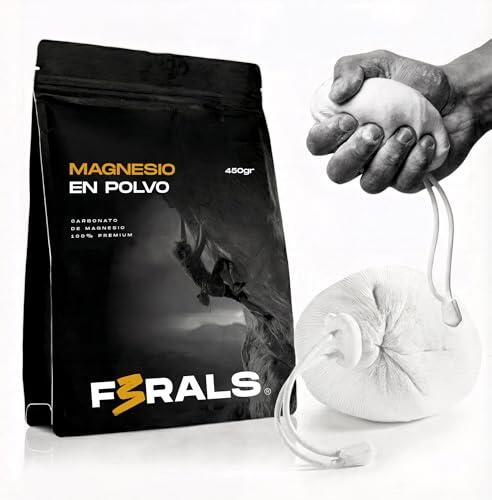 F3RALS Magnesio en Polvo para Escalada + Bola de Magnesio | Ideal para Crosstraining, Calistenia, Barras, Levantamiento de Pesas y Gimnasio | Máximo Agarre, Antideslizante y Fácil de Aplicar