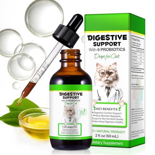Gotas para el Alivio del Estreñimiento en Gatos - Suplemento Líquido Probiótico 100% Natural para Gatos y Gatitos, Ayuda a la Salud Digestiva, Heces Blandas y Movimientos Intestinales Regulares - Fáci