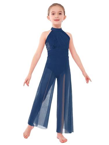 JEATHA Maillot De Danza Ballet Niña Jumpsuit Sin Mangos Leotardo Gimnasia Rítmica Vestido De Danza Contemporánea Actuación Azul marino 9-10 años