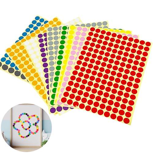 Pegatinas Colores,3300 PCS 10mm Pegatinas Redondo 10 Gomets Colores Surtidos Redondas Etiquetas para Hogar Aula Almacén Oficina