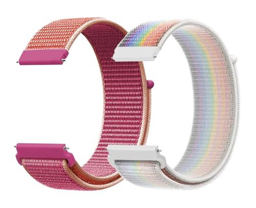 Aoekne 2Pcs Correas de Nylon para Reloj, 20mm Bandas Deportivas Ajustables y Transpirables, Correa Reloj de Repuesto para Niños