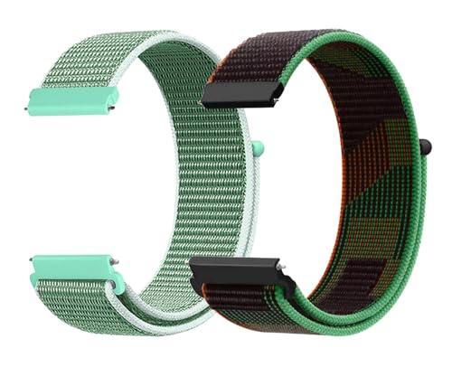 Aoekne 2Pcs Correas de Nylon para Reloj, 20mm Bandas Deportivas Ajustables y Transpirables, Correa Reloj de Repuesto para Niños