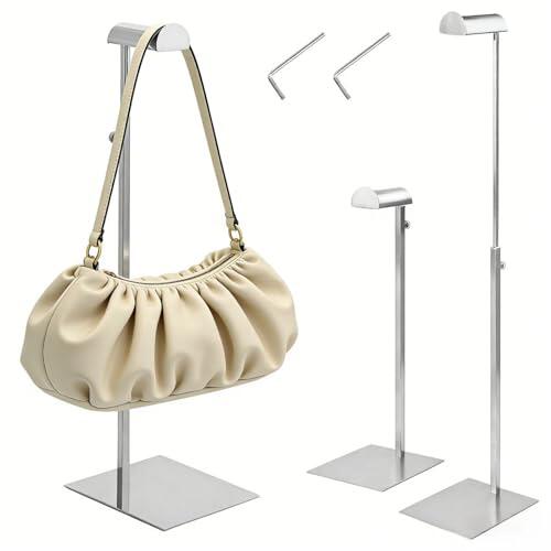 ASOUUNLD 2 Piezas Expositor de Bolsas Ajustable, Soporte de Bolsa de Metal Ajustable 36.5-60CM Expositor de Bolsas Regulable en Altura Expositor de Bolsas de Acero Inoxidable para Sombrero, Bolso