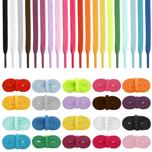 IOHJSA 20 pares de Cordones Planos, Cordones Coloridos, Accesorios para Calzado para tenis, zapatos de patinaje, botas, zapatos deportivos, 20 colorido