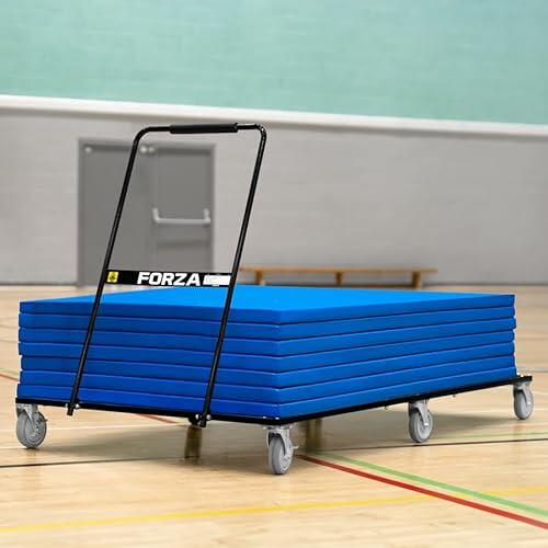 FORZA Carrito horizontal para colchonetas de gimnasio, carrito de acero resistente para colchonetas de gimnasio, mango ajustable con ruedas de 360° que no dejan marcas, opciones para niños y adultos