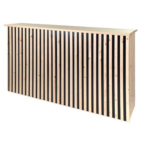 YORDAS Mostrador Plegable Piero, Madera de Pino Negro/Natural, 175 x 50 x 105 cm, Ideal para Eventos, Bodas y Hostelería