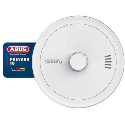 ABUS Prevaro 10 - Detector de Calor Certificado para Cocina, Baño, Garaje y Sótano - con Batería de 10 Años, Autotest Automático y Gran Botón de Prueba