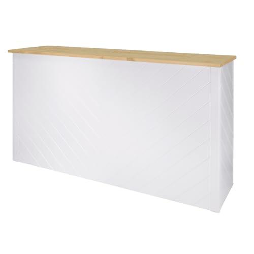 YORDAS Mostrador Plegable Alessandro, Madera de Pino Blanco/Natural, 175 x 50 x 105 cm, con Balda Interior, Ideal para Eventos y Celebraciones