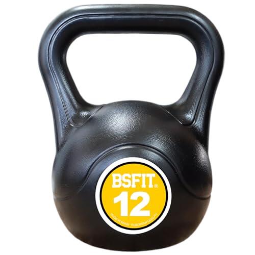 BSFIT Pesa Rusa Kettlebell Fabricada en España, Agarre Ergonómico, Base Estable, Entrenamiento de Fuerza y Fitness, 3 a 14 kg (12 Kg)