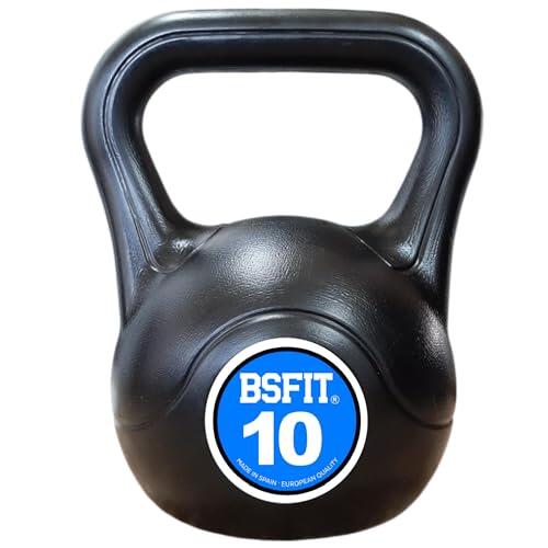BSFIT Pesa Rusa Kettlebell Fabricada en España, Agarre Ergonómico, Base Estable, Entrenamiento de Fuerza y Fitness, 3 a 14 kg (10 Kg)