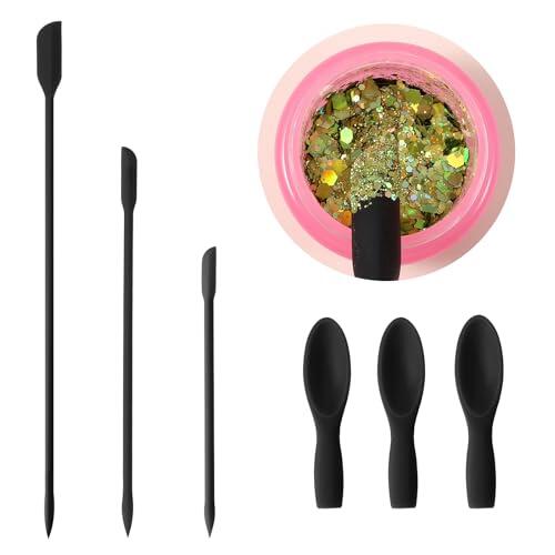 Classicseali 3 espátulas cosméticas de silicona, espátula cosmética para crema, loción de belleza, mermelada, botella estrecha, espátula de silicona reutilizable pequeña, cuchara cosmética (negro)