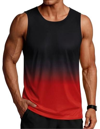 PINSPARK Camiseta sin mangas para hombre, camiseta de entrenamiento de fitness, camiseta funcional de verano para exteriores, rosso, L