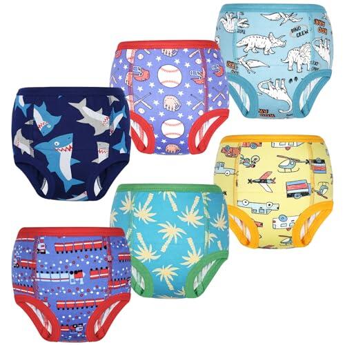 FLYISH DIRECT Calzoncillos de Entrenamiento para Niños y Niñas, 6 Packs de Ropa Interior de Entrenamiento Absorbente y Reutilizable, Viaje de Aventura, 2 años