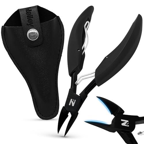 Cortaúñas profesional para uñas de pies y uñas fuertes, herramienta profesional de pedicura afilada, acero inoxidable pequeño y puntiagudo, juego de cortaúñas para uñas encarnadas gruesas + estuche