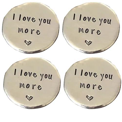 Generisch 4 bolsas de tokens, manualidades para el día de San Valentín, I Love You More Moneda, Pocket Love, inspiradora moneda de sentimiento de amor, colección de pareja romántica, regalo de arte