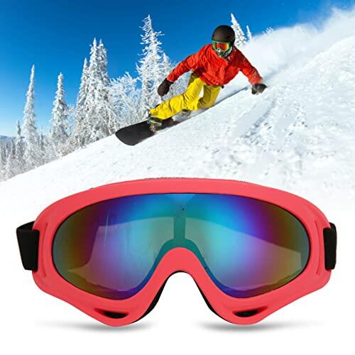 Brrnoo Gafas de esquí Gafas de esquí, Gafas de Ciclismo para Deportes Al Aire Unisex para Motocicleta a Prueba de Viento, Material de PC, Tamaño Pequeño y Liviano, (Película de color de marco claro)