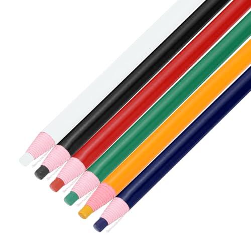 QUARKZMAN 6 Piezas De Lápices De Grasa Pelables, Marcadores De China A Color Para Vidrio Metal Plástico Papel, Lápices De Cera Sin Afilar Para Colorear Dibujar Marcar, 6 Colores