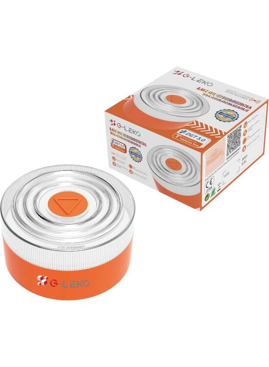 G-LEKO Luz Emergencia Baliza V16 HOMOLOGADA DGT 3.0 Obligatorio 2026. Geolocalización con Datos Incluídos hasta 2038. Señal V-16 Luz LED Mayor Visibilidad >1km y 360° con Base Imantada IP54 *1u