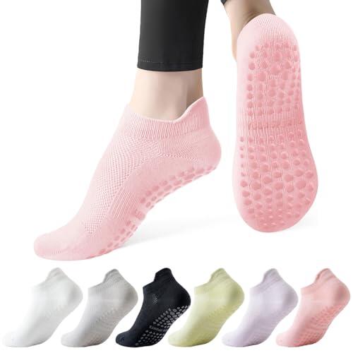 Dzpuhuojz 6 Pares Calcetines Pilates Antideslizantes,Mujer Transpirables Yoga Antideslizantes Calcetines para Pilates Reformer Pilates, Yoga, Ballet, Danza. 35-40
