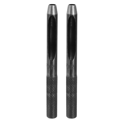 QUARKZMAN 2 Piezas De Sacabocados De Cuero 5mm Sacabocados Redondos Huecos Cortador De Acero Al Carbono Para Correas De Reloj Arandelas Reparación De De Cuero DIY Negro