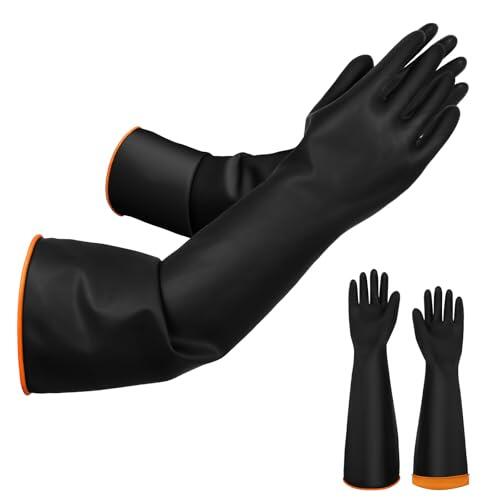 ANOMM Guantes Latex Impermeables, Guantes Trabajo Multiuso, Alta Protección Química y Resistencia, Guante de Látex Reutilizables, para Químicos, Mecanico, Seguridad Hogar, 55 cm (21.65 Zoll), 1 par