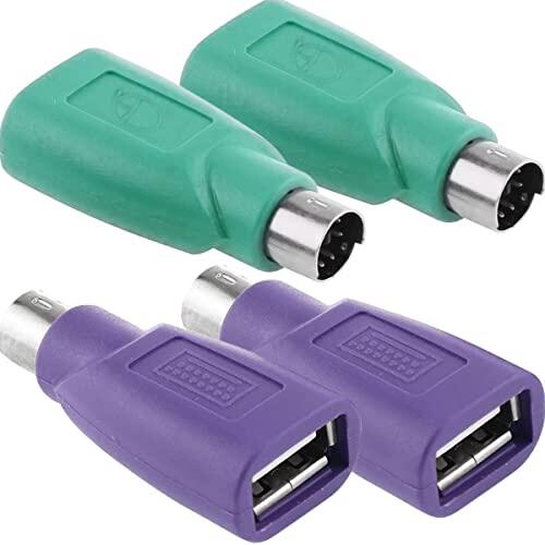 HAAMNING7 PS/2 a USB A Adaptador Macho a Hembra Adaptador de Teclado PS2 Jack a USB A Enchufe para Ratón y Teclado, 4 PCS