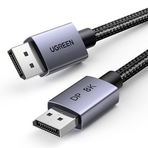 UGREEN Cable DisplayPort 1.4 8K 60Hz 4K 240Hz, Cable DP 1.4 8K de Aluminio Macho a Macho HDR GSync Nylon Trenzado Compatible con PC, HDTV, Proyector, Tarjeta Gráfica (5M)