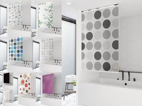 probath Cortina de ducha enrollable básica, varios diseños, 13 anchos a elegir, color negro, verde, blanco, transparente, azul, gris claro, 100 x 240 cm