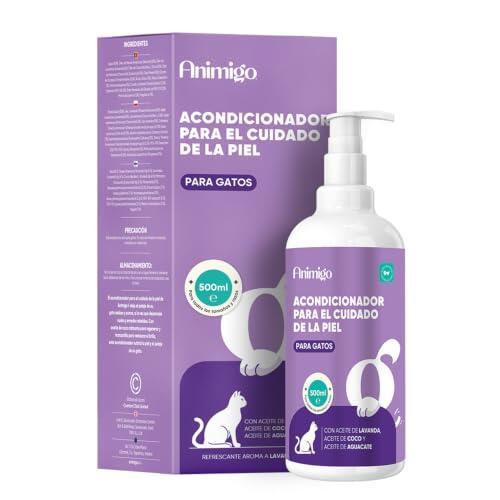animigo Acondicionador Gatos – Acondicionador nutritivo con aceites de Lavanda, Coco y Aguacate – Desenredante y suavizante para Todos los Gatos – 500 ml