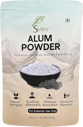 SVATV Alum Powder, Non-Ferric Aluminum Sulfate, Natural Astringent, Soothing Aftershave, Deodorant Alternative, 227g (8 Oz)