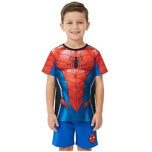Marvel Spiderman Pijama Niño 3-8 Años, Conjunto Verano Niño, Camiseta Manga Corta y Pantalón Corto, Ropa de Dormir, Regalo Niños (5-6 Años, Rojo/Azul Spiderman, 1 Paquete)