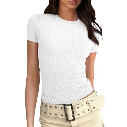 Blusa Manga Larga Mujer Blusas De Mujer Elegantes Suave Cómoda Algodón Manga Larga Estampada Básica Camiseta Brillante Casual Cuello Redondo Ajuste Blusa roja