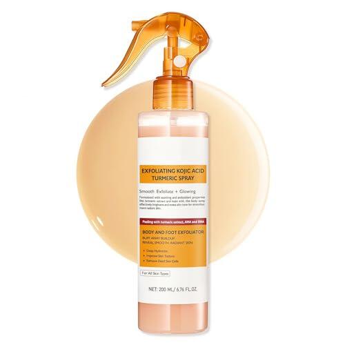 Pure Skin Peel Shot – Kojic Acid & Turmeric Spray, spray facial suave y exfoliante corporal con AHA y BHA, cuidado corporal ligero para una piel suave y sedosa, 200 ml