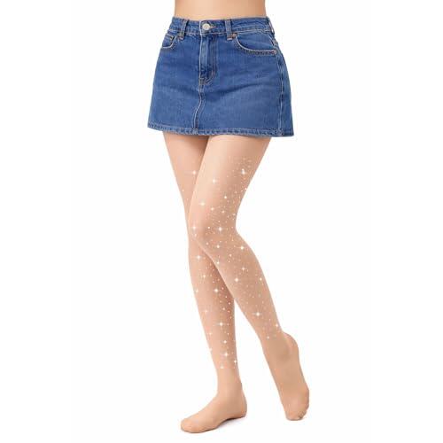 Zidoley Mallas de ballet para niña de 60 deniers, semiopacas y brillantes con pedrería, leggings con forro térmico para niñas (FR/ES, Edad, 10 años, 13 años, Regular, Skin tone)