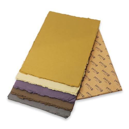 Artway Indigo - Papel de Algodón A4 - Papel Artesanal de Color/100% Algodón - 220 gsm a 250 gsm Textura Suave - Paquete Mixto A4 de 5 Colores x 25 Hojas