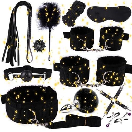 WreGmgg Conjunto De Dormitorio De Nylon De 12 Piezas, Multifuncional Ajustable, Conjunto De Entrenamiento De Fitness, Regalos De Pareja-D6 (Negro)