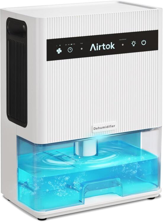 Airtok Deshumidificador eléctrico 3000 ml, Deshumidificadores de Humedad, Deshumidificador silencioso con temporizador, Descongelación Automática, Apagado Automático, luz de 7