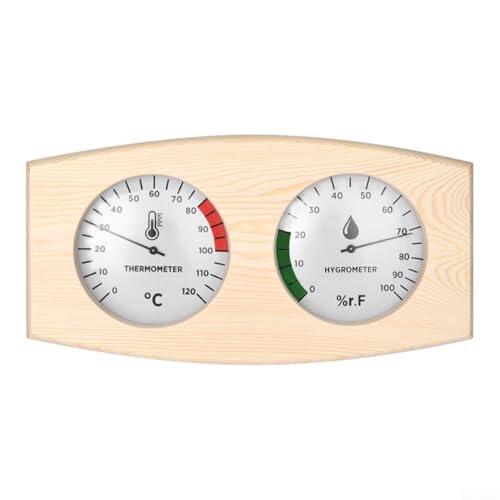 Termómetro e higrómetro de madera de la sauna con el diseño 2 en 1, medición de la temperatura y de la humedad de la amplia gama para la supervisión interior y exterior de la sauna