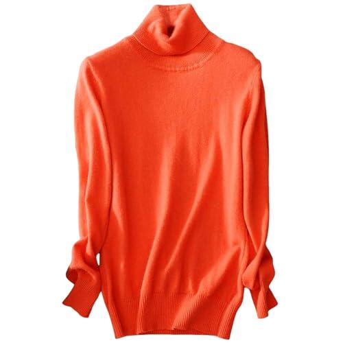 Generisch Jersey de punto de cuello alto para mujer, naranja, 3XL